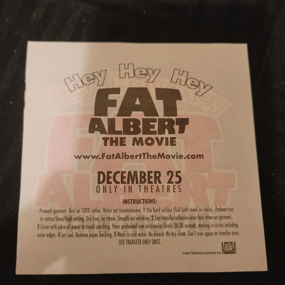 NOS 2004 Fat Albert The Movie Theater Promo Iron‑On Transfer Decal • Vintage